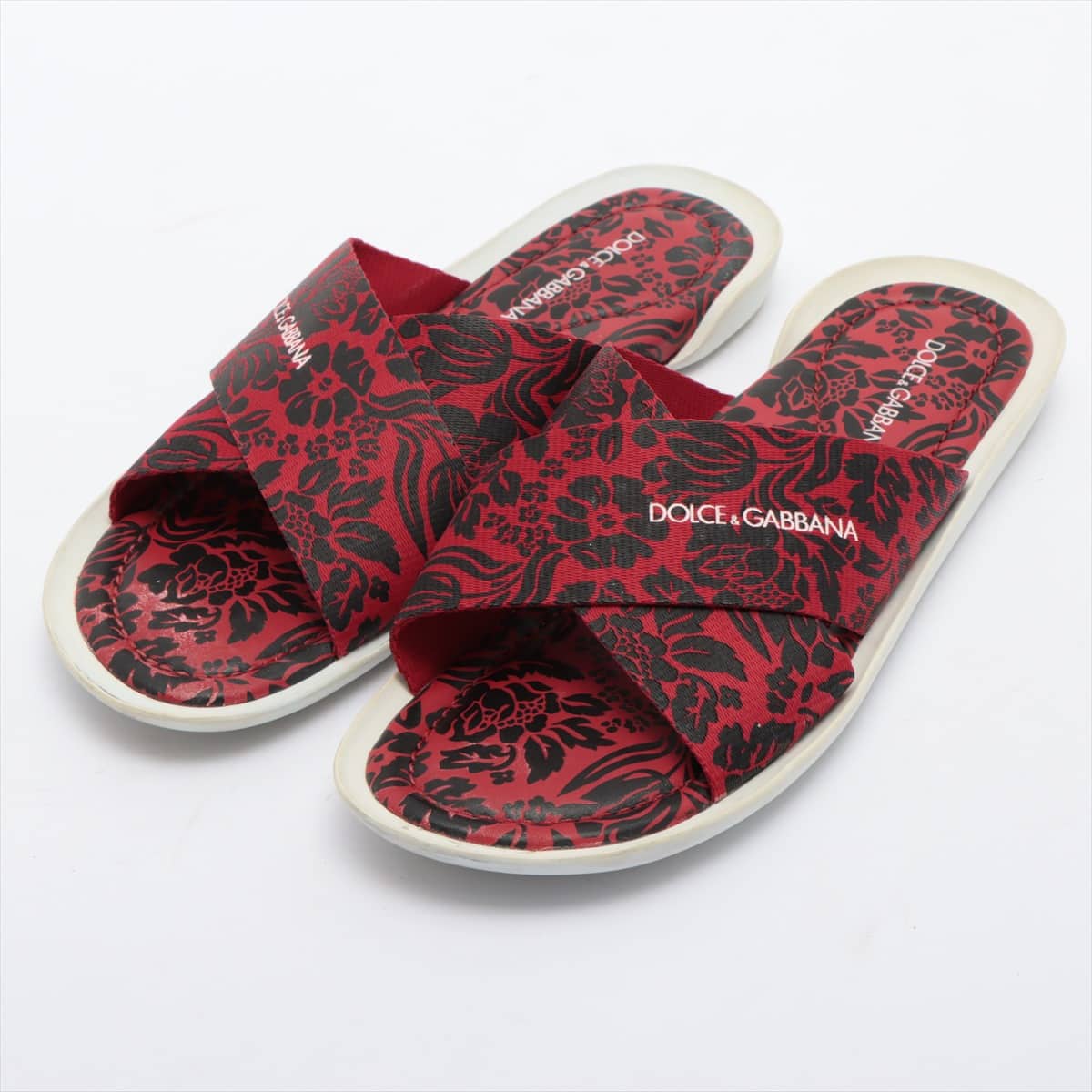 Dolce & Gabbana Fabric Sandals 6 Men's Red Botanical pattern