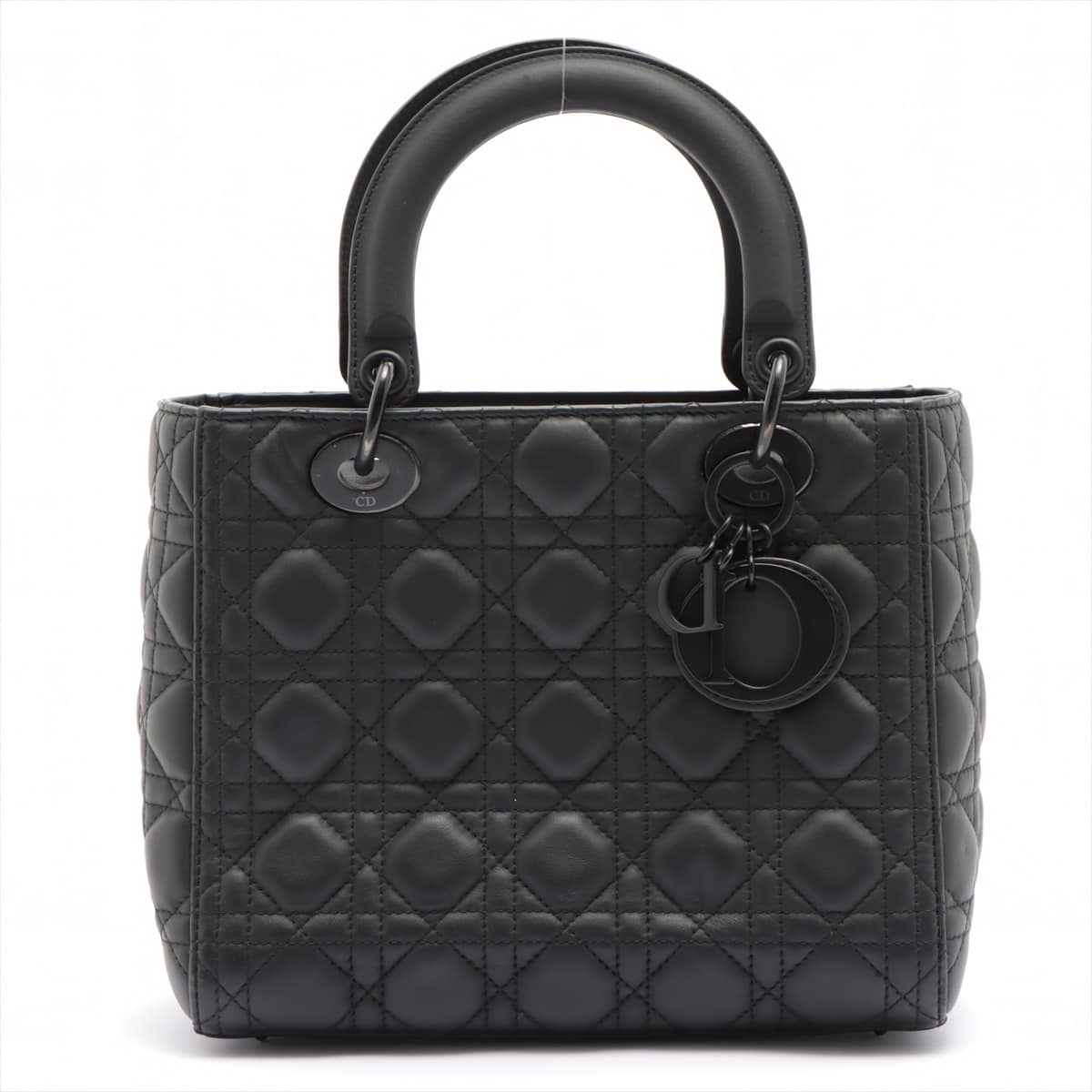 Christian Dior Lady Dior Cannage Leather Hand bag Black