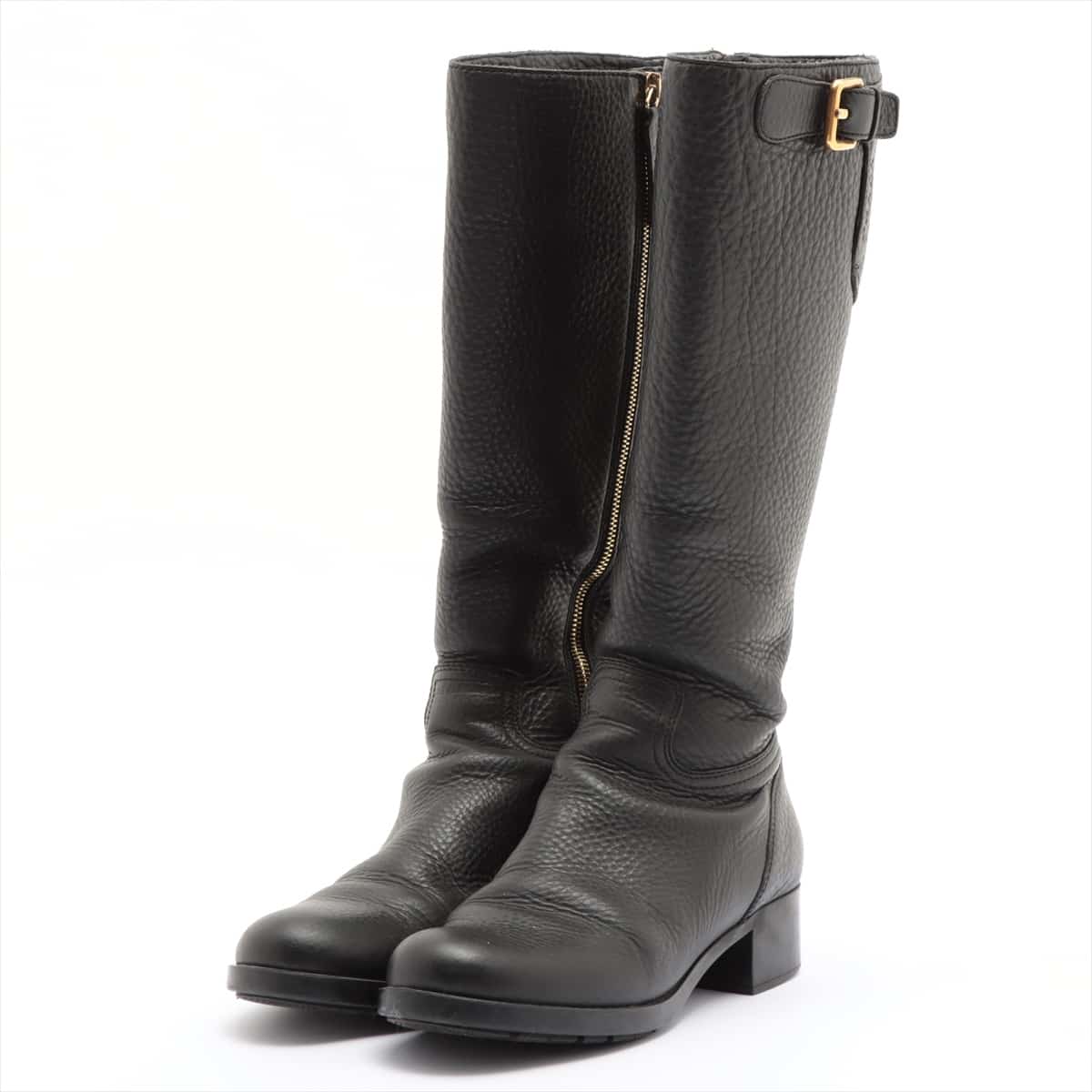 Prada Sport Leather Long boots 36 Ladies' Black
