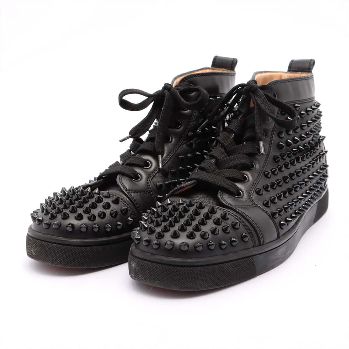 Christian Louboutin Lewis Spike Leather High-top Sneakers 41 Men's Black There are cigarette extinguishing marks