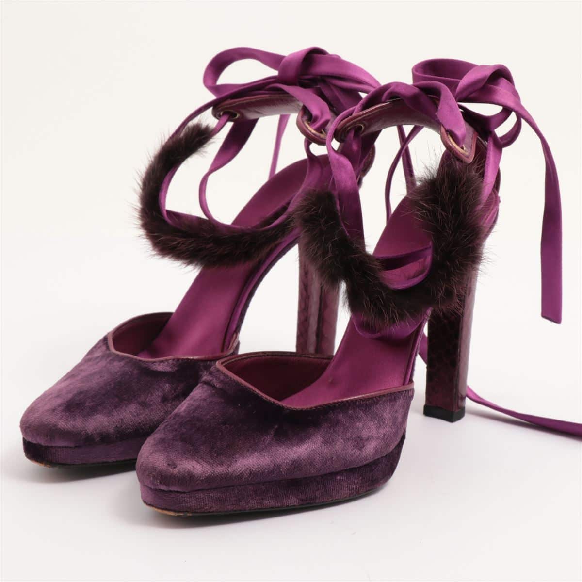 Gucci Velour Pumps 35.5C Ladies' Purple Fur
