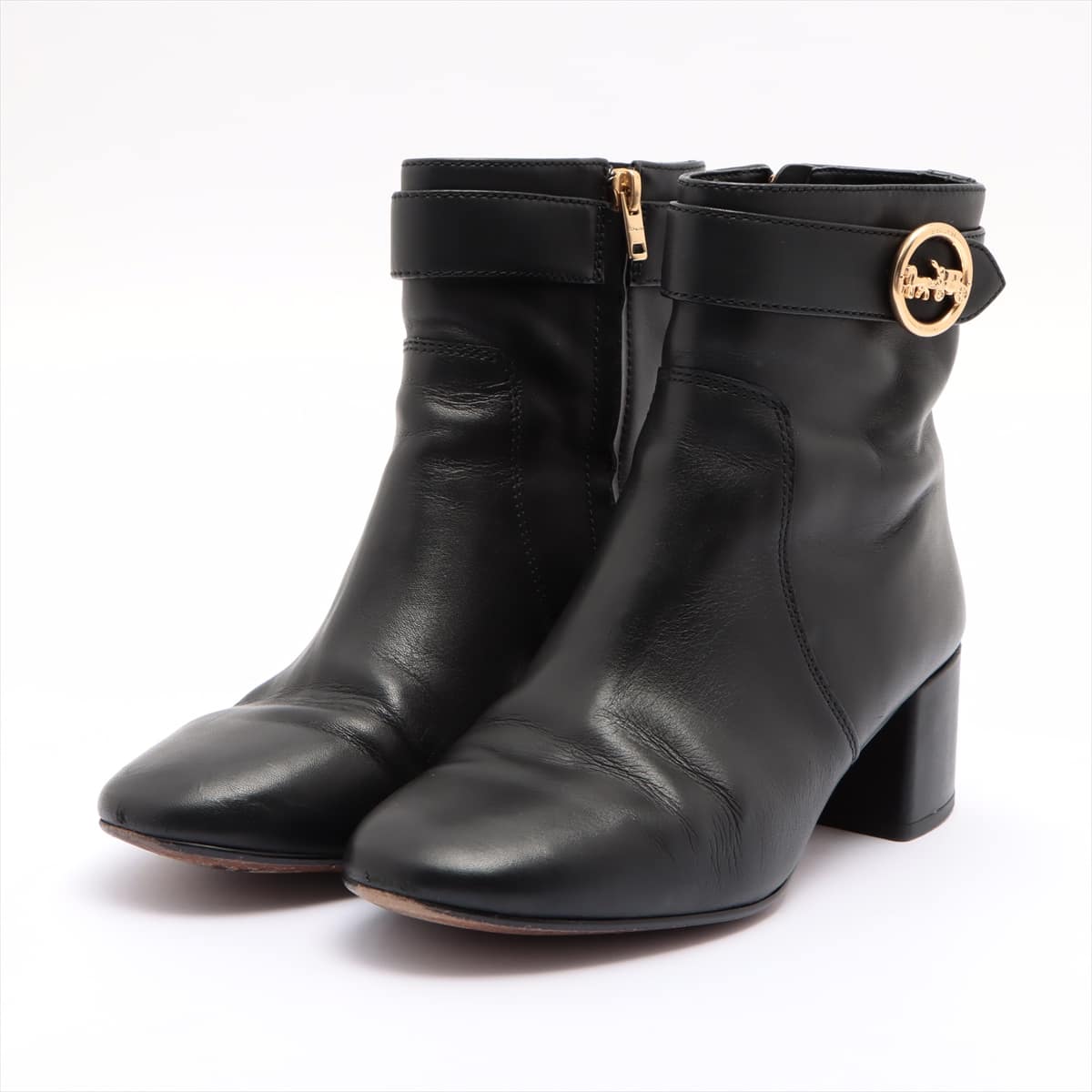COACH Leather Short Boots 7C Ladies' Black