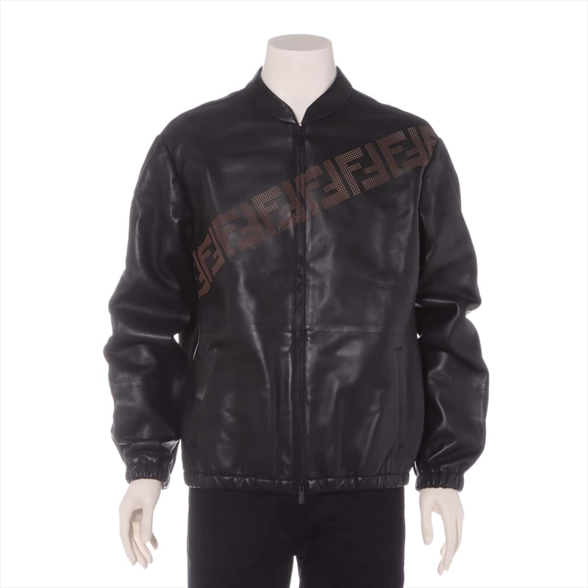 Fendi 18 years Lam Leather jacket 48 Men's Black  Logo