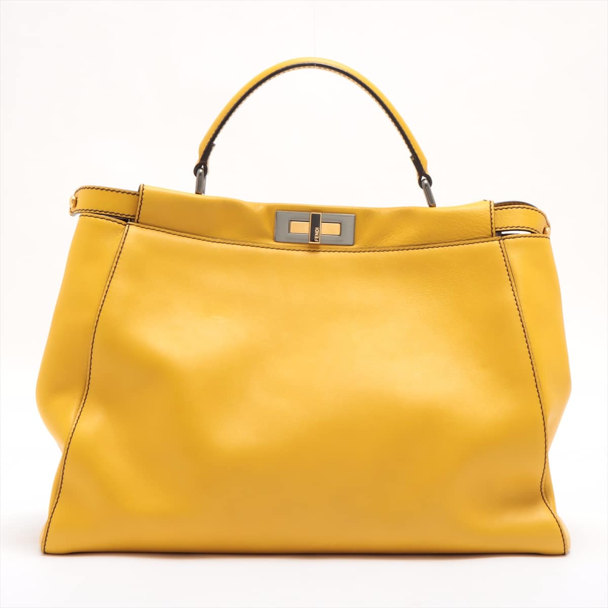 Fendi Peek-a-boo Large Leather 2way handbag Yellow 8BN210