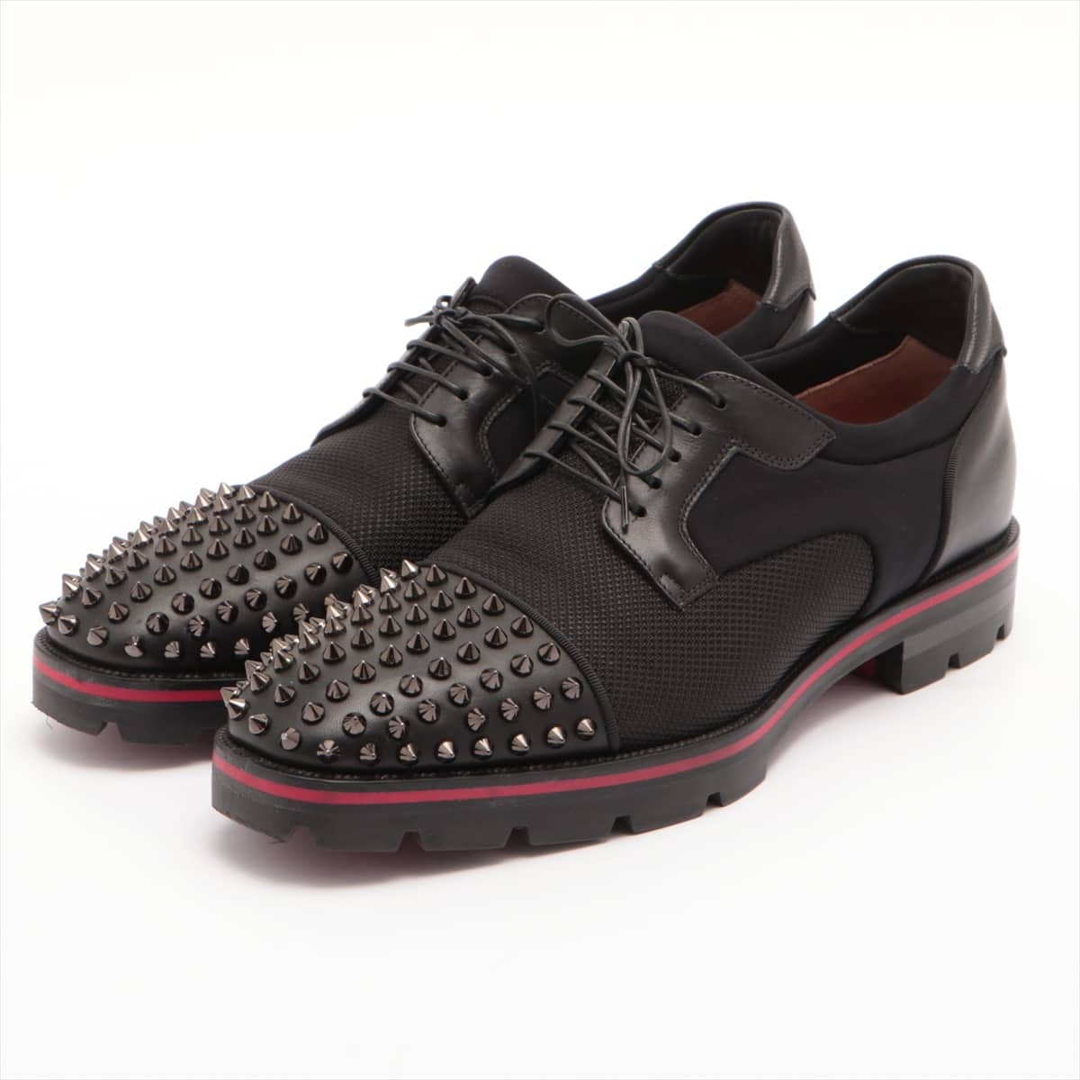 Christian Louboutin Lewis Spike Nylon & Leather Leather shoes 42 Men's Black Derby shoes