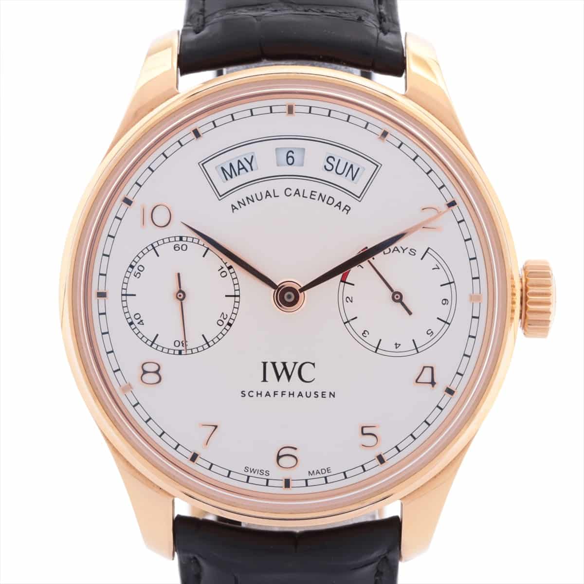 IWC Portugieser Annual Calendar  IW503504 750 & leather AT White-Face