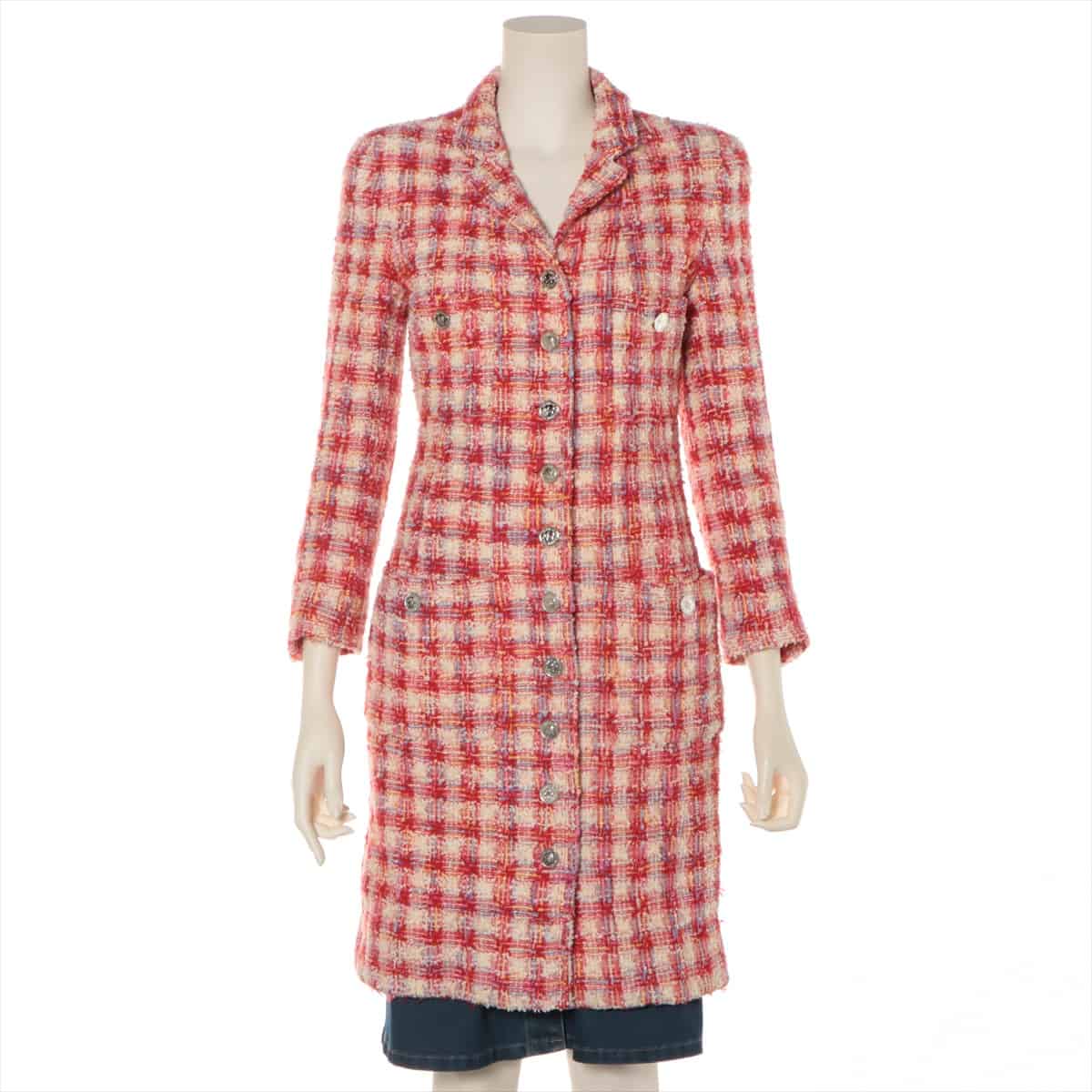 Chanel Coco Button 96P Tweed coats 38 Ladies' Red