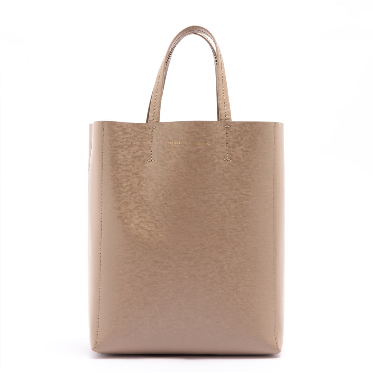 CELINE Vertical Cabas Small Leather 2 way tote bag Beige