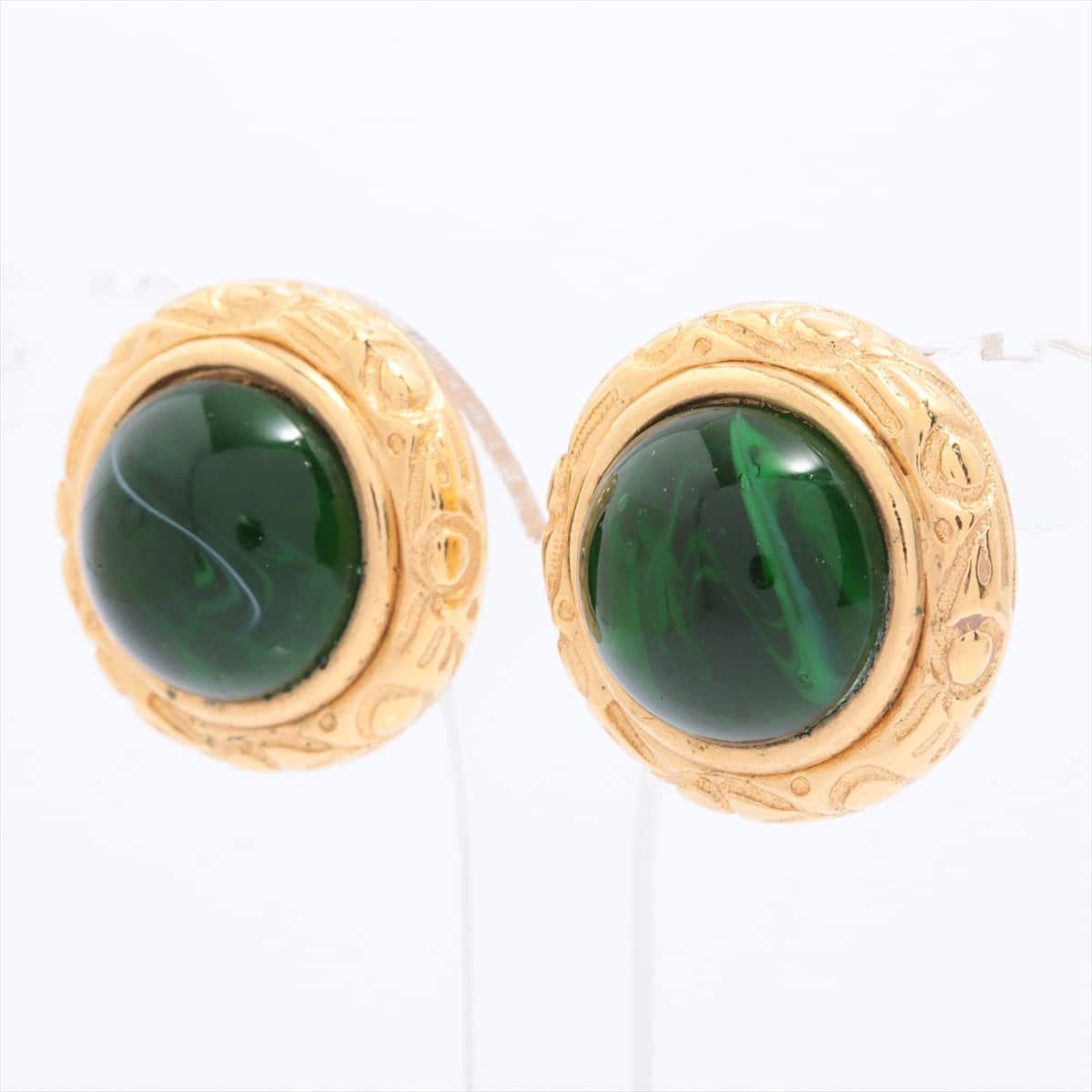 Christian Dior Earrings (for both ears) GP Gold Color stone