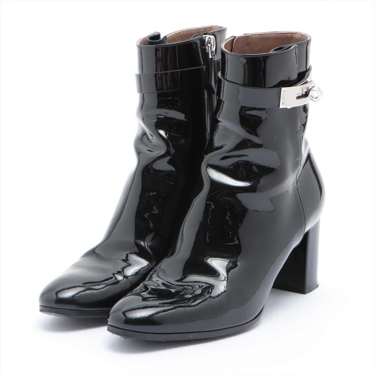 Hermès Patent leather Short Boots 37 1/2 Ladies' Black