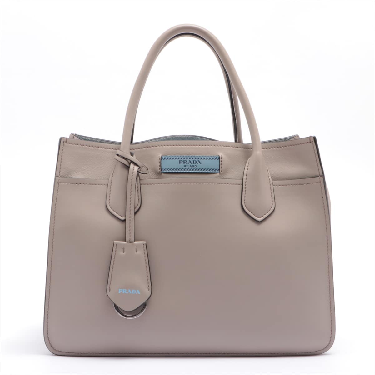 Prada Dual Leather 2way handbag Grey 1BA178 with pouch