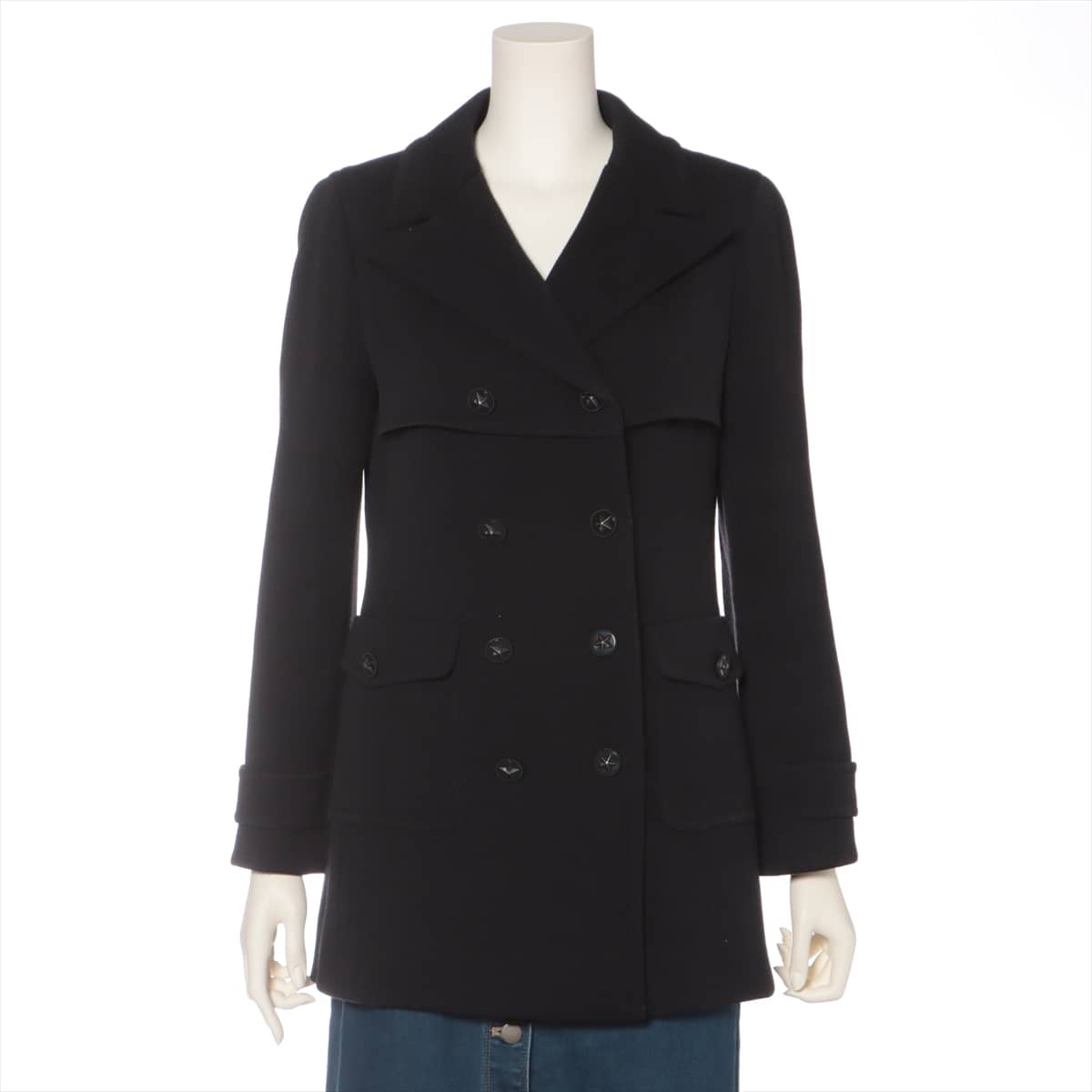Chanel Coco Button 07A Wool Pea coat 36 Ladies' Black  Star button