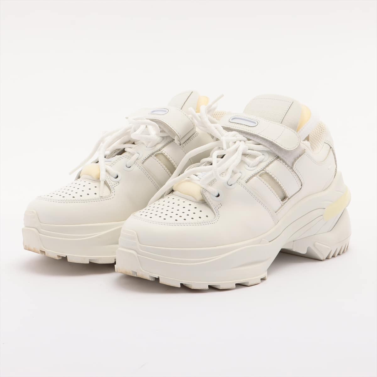 Maison Margiela Velvet Leather Sneakers 38 Men's White lace up dad, S58WS0120, damage processing