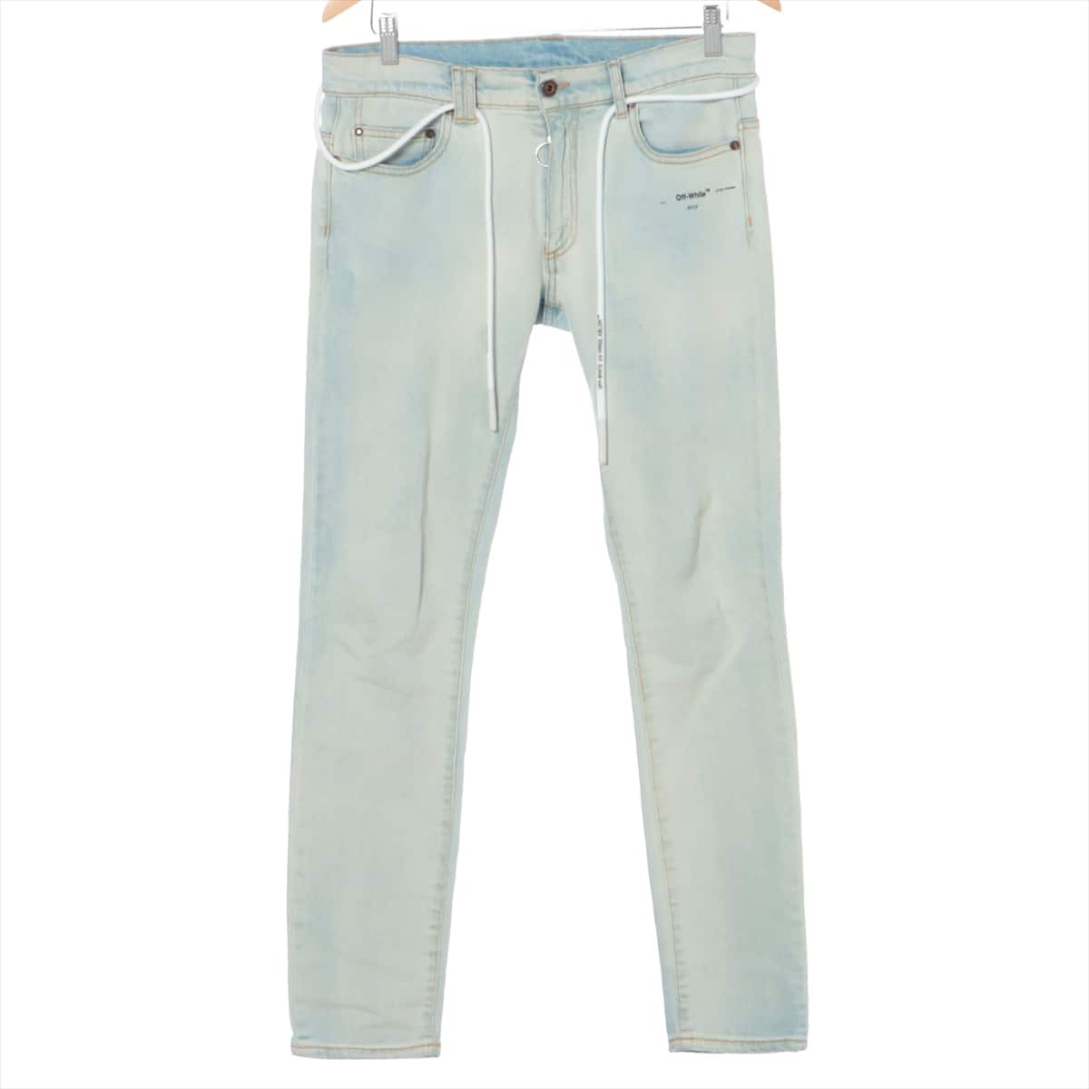 Off-White Cotton Denim pants 30 Men's Light blue  Shoelace Belt With