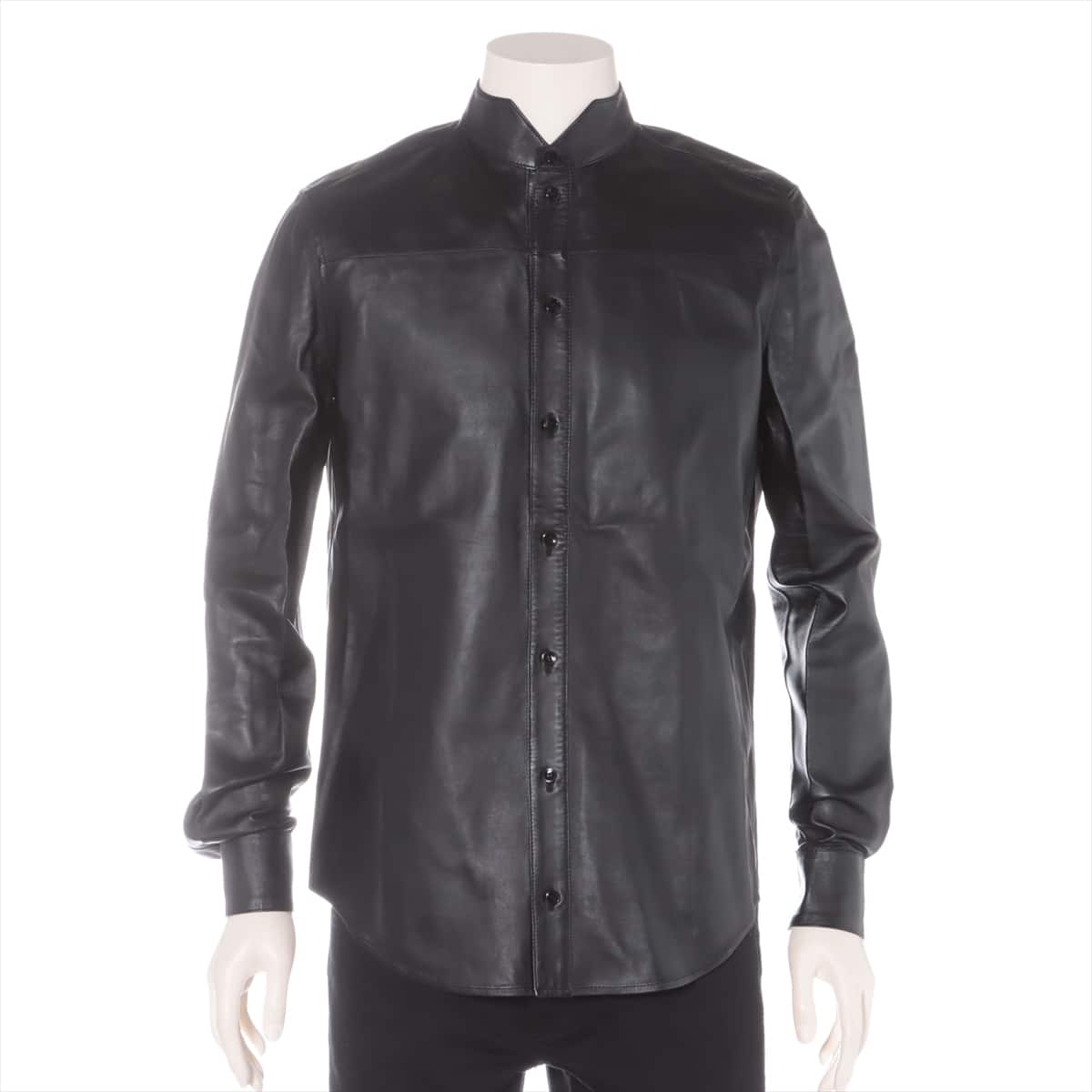 CELINE Rectangle Leather Shirt S Men's Black