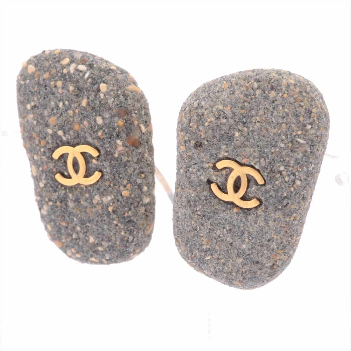 Chanel Coco Mark 94P Earrings (for both ears) GP Grey Stone