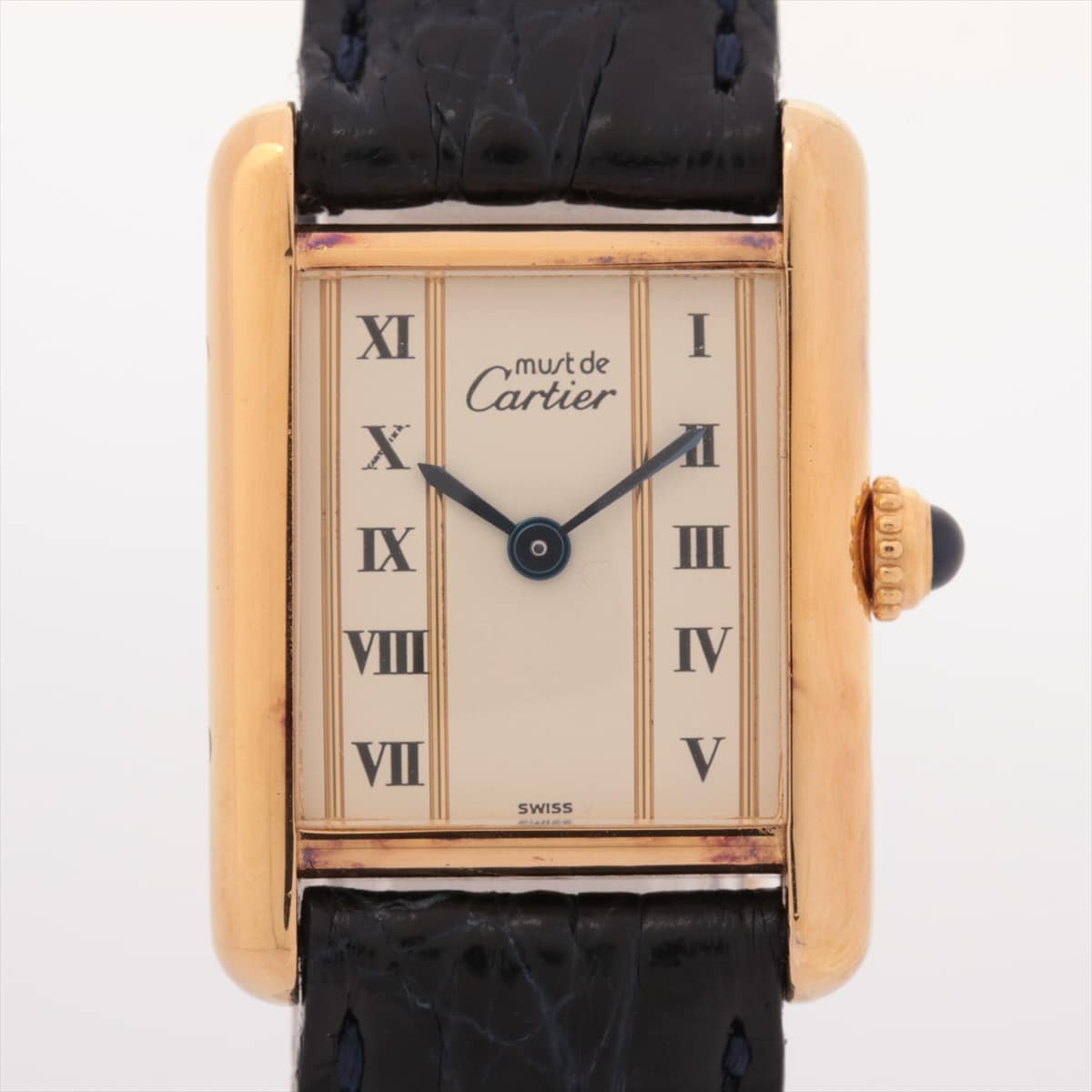 Cartier Must Tank 925 & leather QZ Ivory-Face