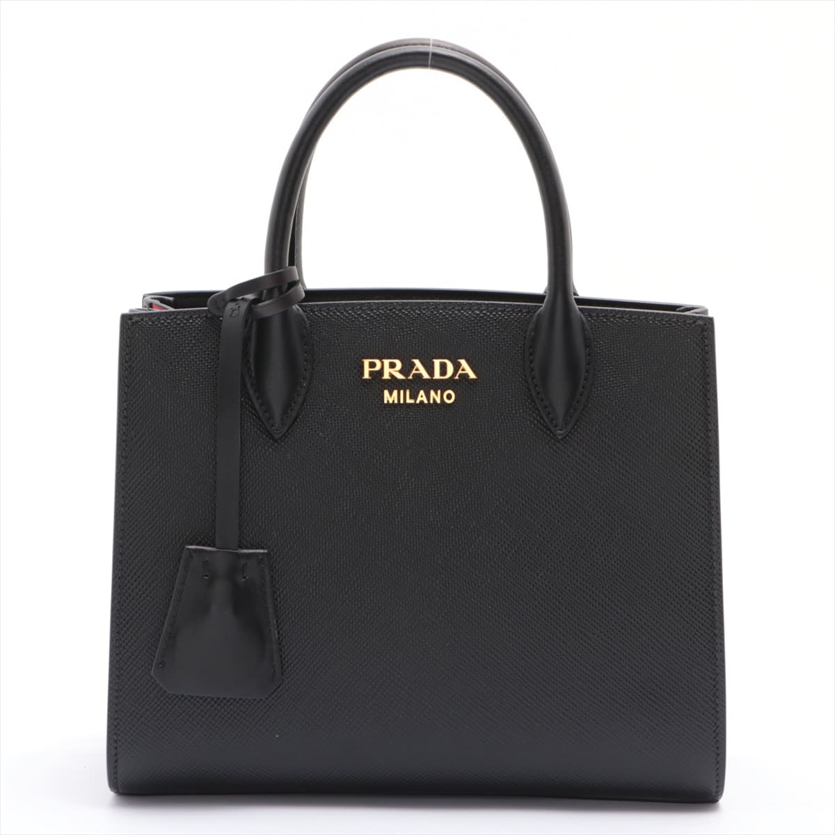 Prada Saffiano Cuir Leather 2way handbag Black 1BA204