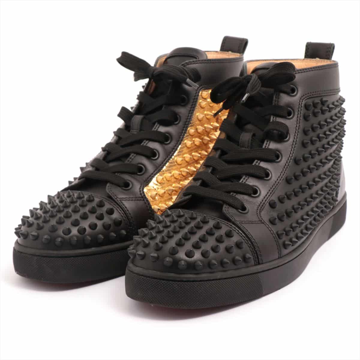 Christian Louboutin Leather High-top Sneakers 42 Men's Black×Gold  YANG LOUIS FLAT