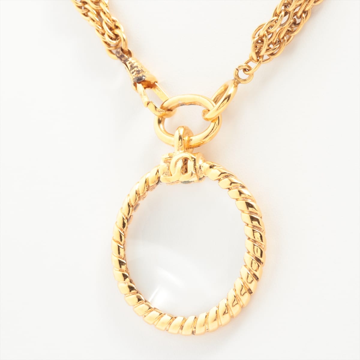 Chanel Coco Mark Necklace GP Gold Magnifying glass