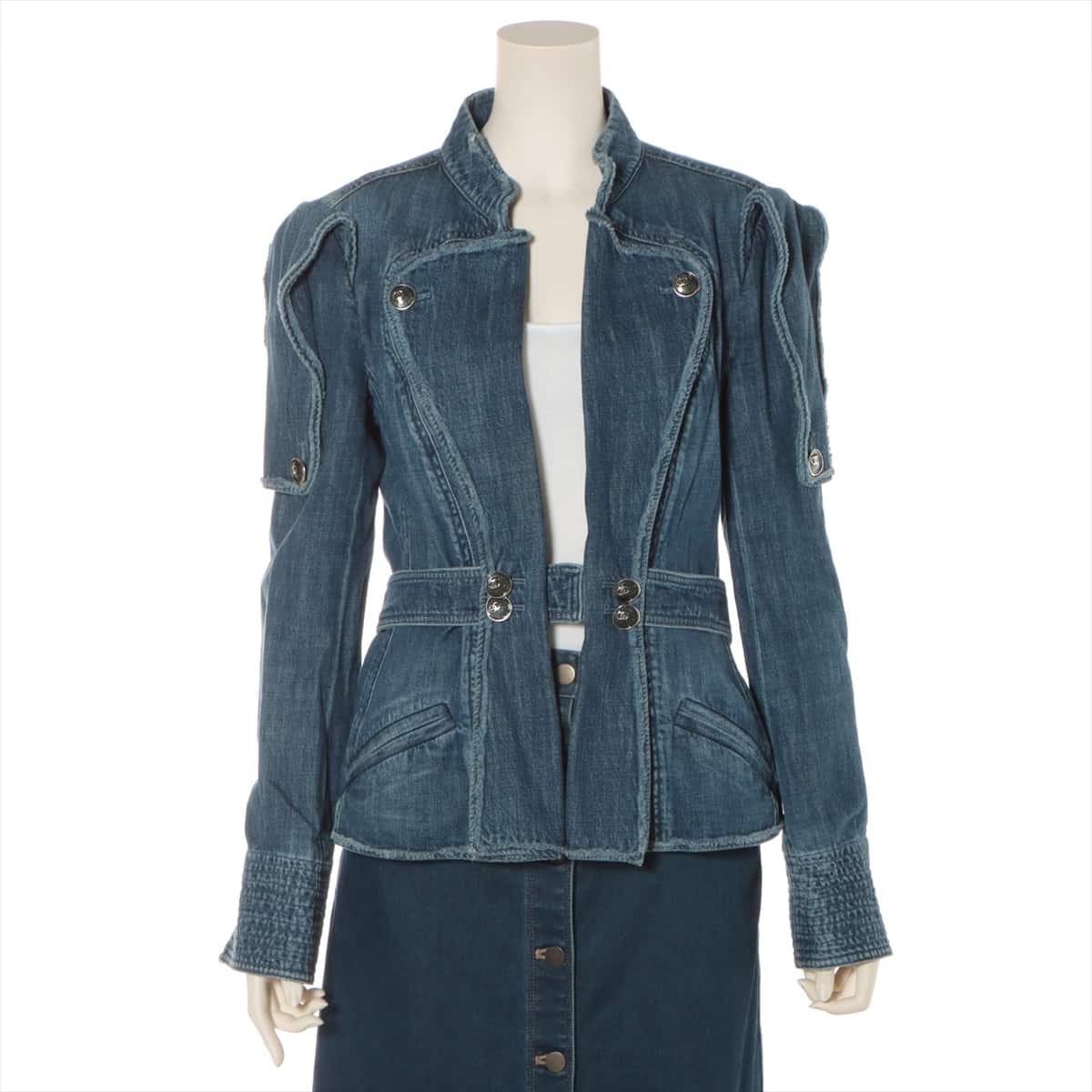 Chanel 08P Cotton Denim jacket 42 Ladies' Blue indigo  Coco Button