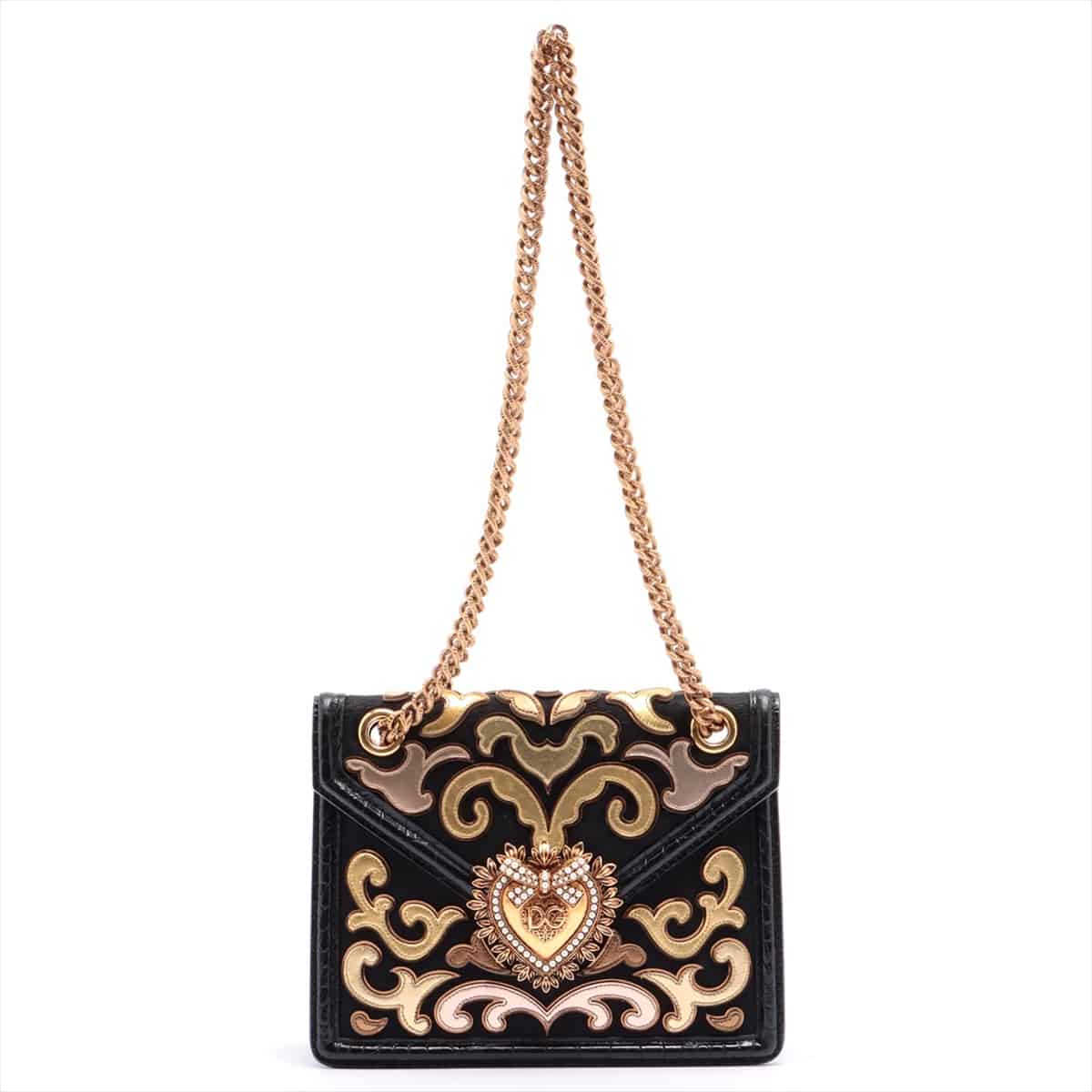 Dolce & Gabbana Devotion Nylon & Leather Chain shoulder bag Black