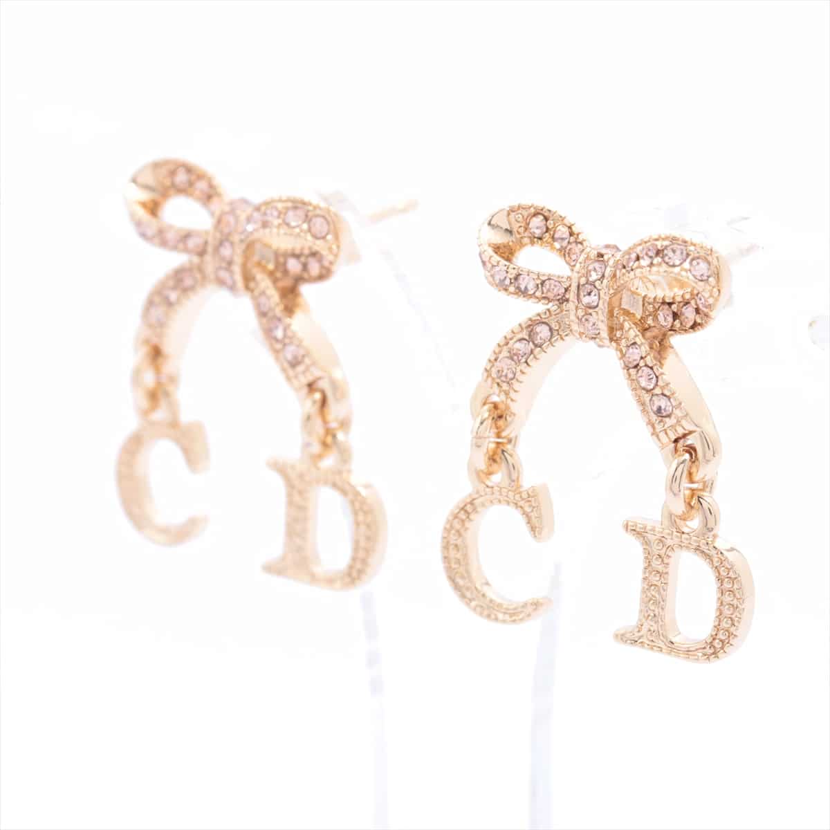 Christian Dior CD logo Piercing jewelry (for both ears) GP×inestone Gold