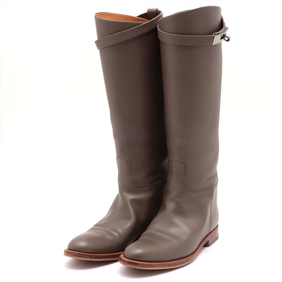 Hermès Leather Long boots 37 Ladies' Grey Kelly