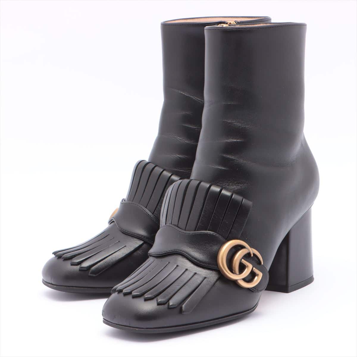 Gucci GG Marmont Leather Short Boots 37 Ladies' Black 408210