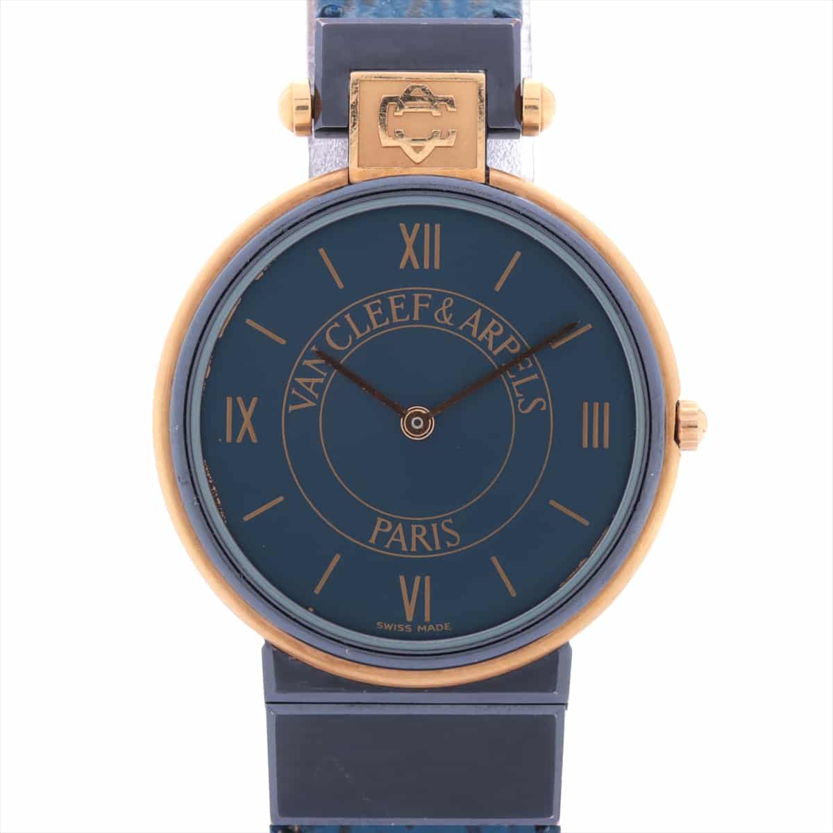 Van Cleef & Arpels La Collection 43106 GP & Leather QZ Navy dial