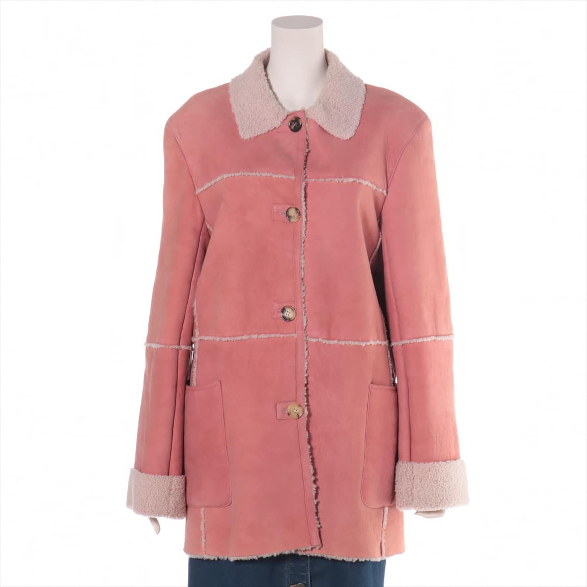 CELINE Lambskin Mouton coat 44 Ladies' Pink