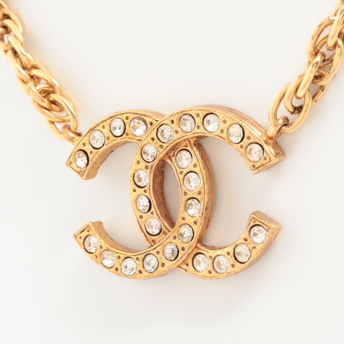 Chanel Coco Mark Necklace GP×inestone Gold
