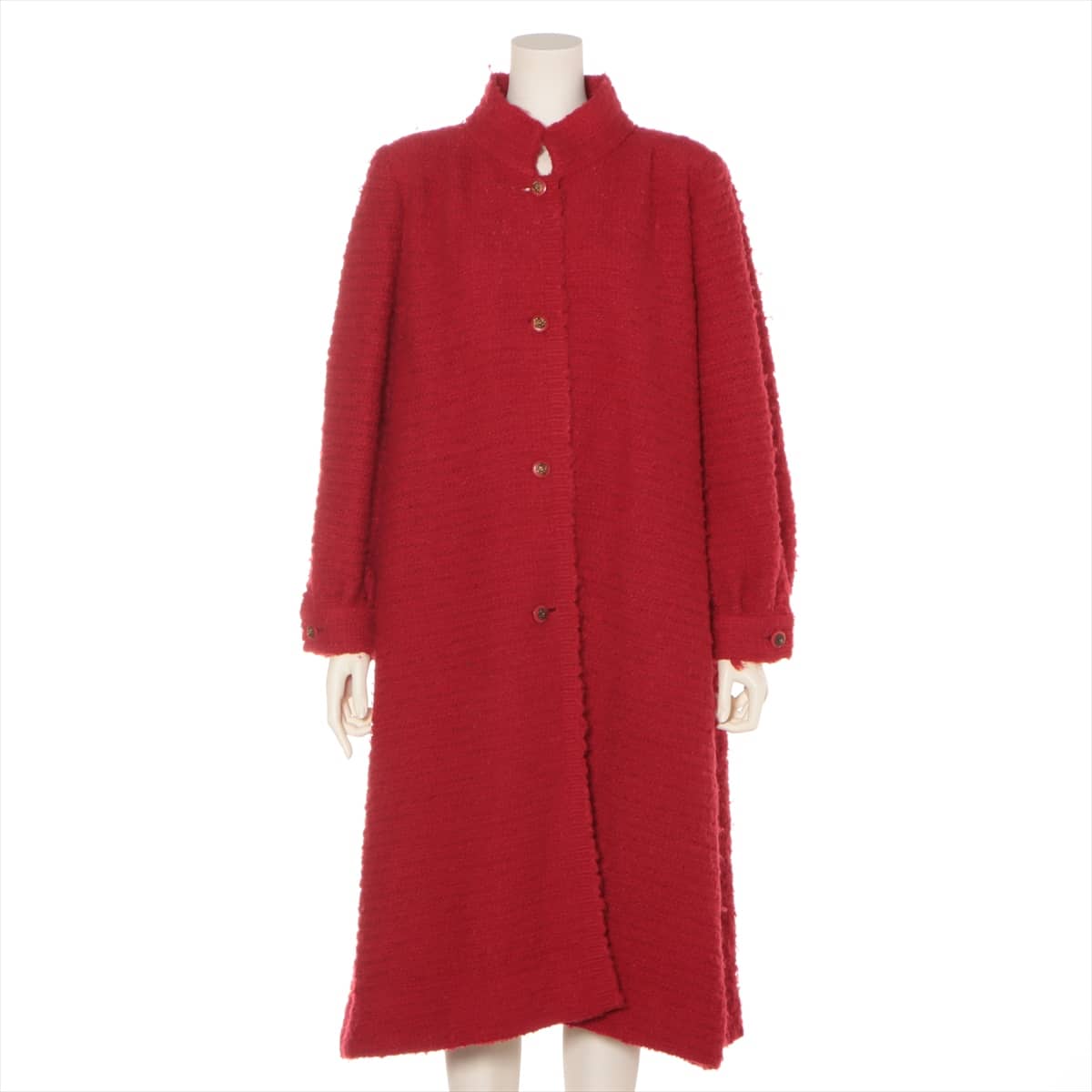 Chanel Tweed Long coat 36 Ladies' Red  lion motif button