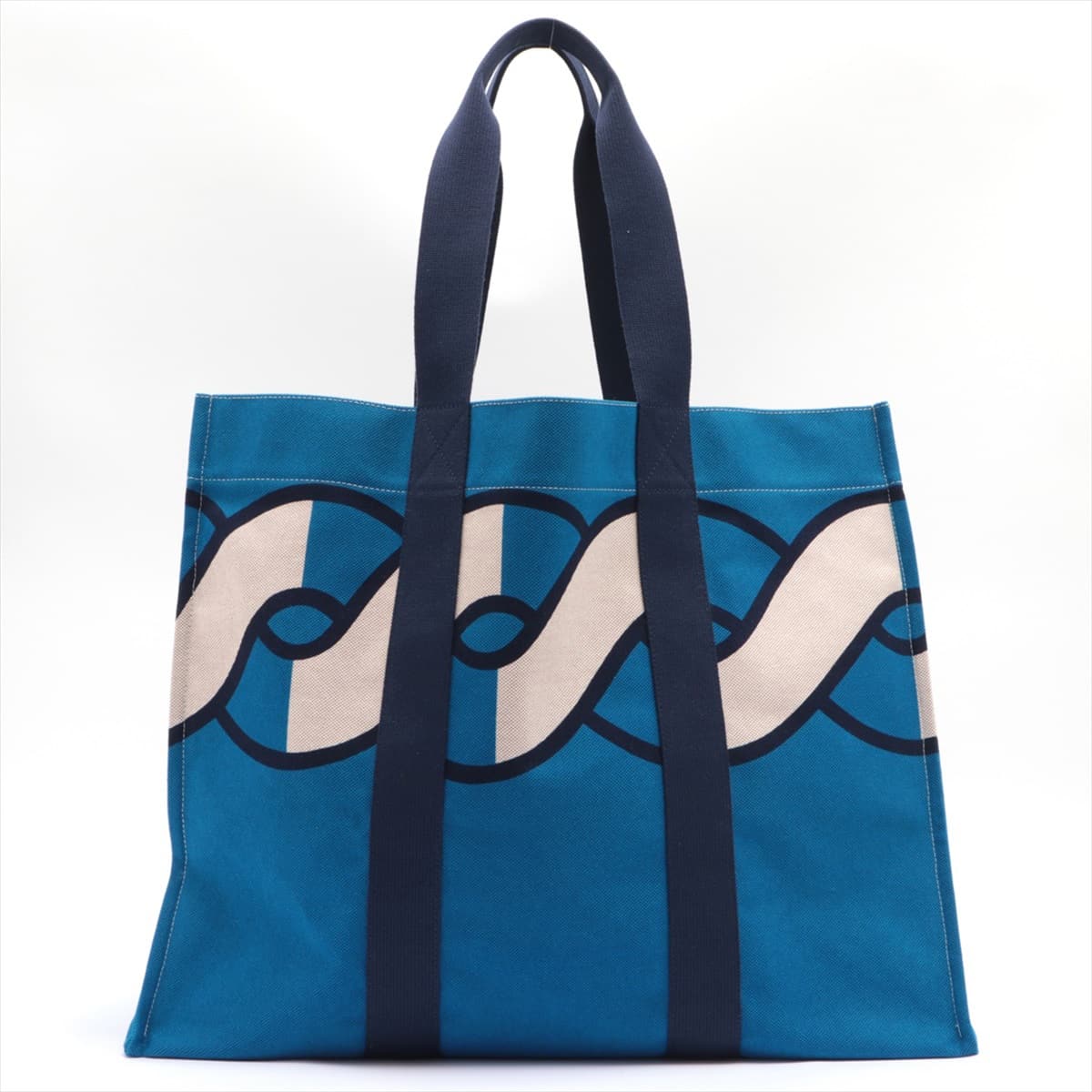 Hermès Beach Bag Toile H Blue with pouch