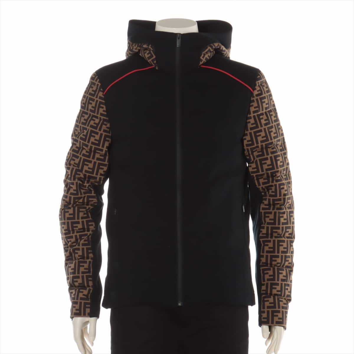 Fendi 19-year Nylon x polyurethane Down jacket 48 Men's Black × Brown  ZUCCa