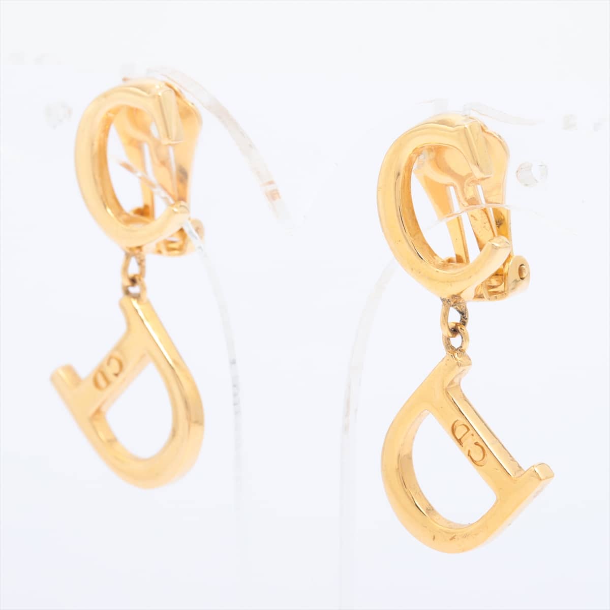 Christian Dior CD logo Earrings (for both ears) GP Gold