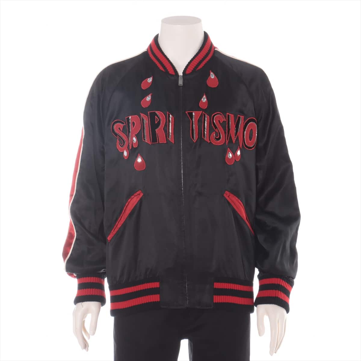 Gucci 18SS Rayon × Silk Souvenir jacket 54 Men's Red x Black  back Logo