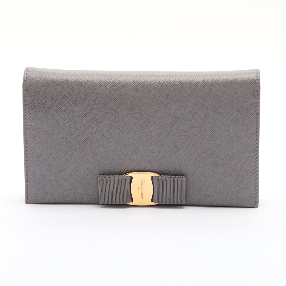 Ferragamo Vara Leather Chain wallet Grey