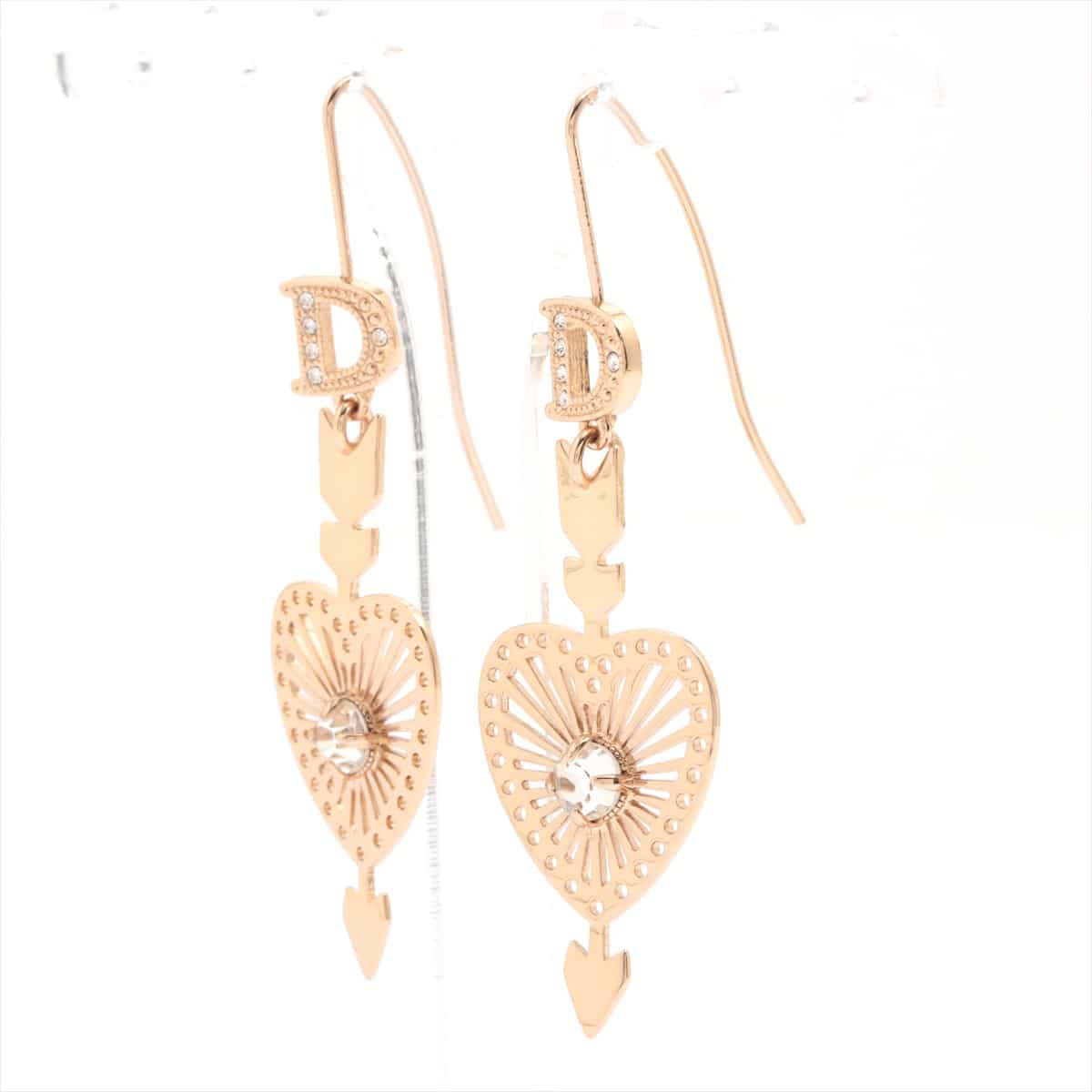 Christian Dior Heart Arrow Piercing jewelry (for both ears) GP×inestone Gold