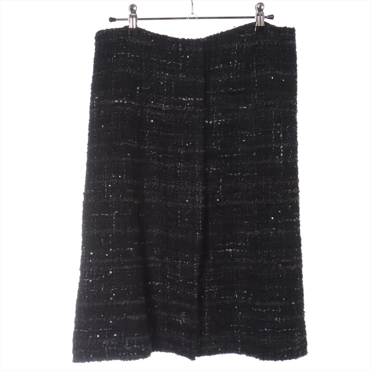 Chanel 02A Tweed Skirt 42 Ladies' Black