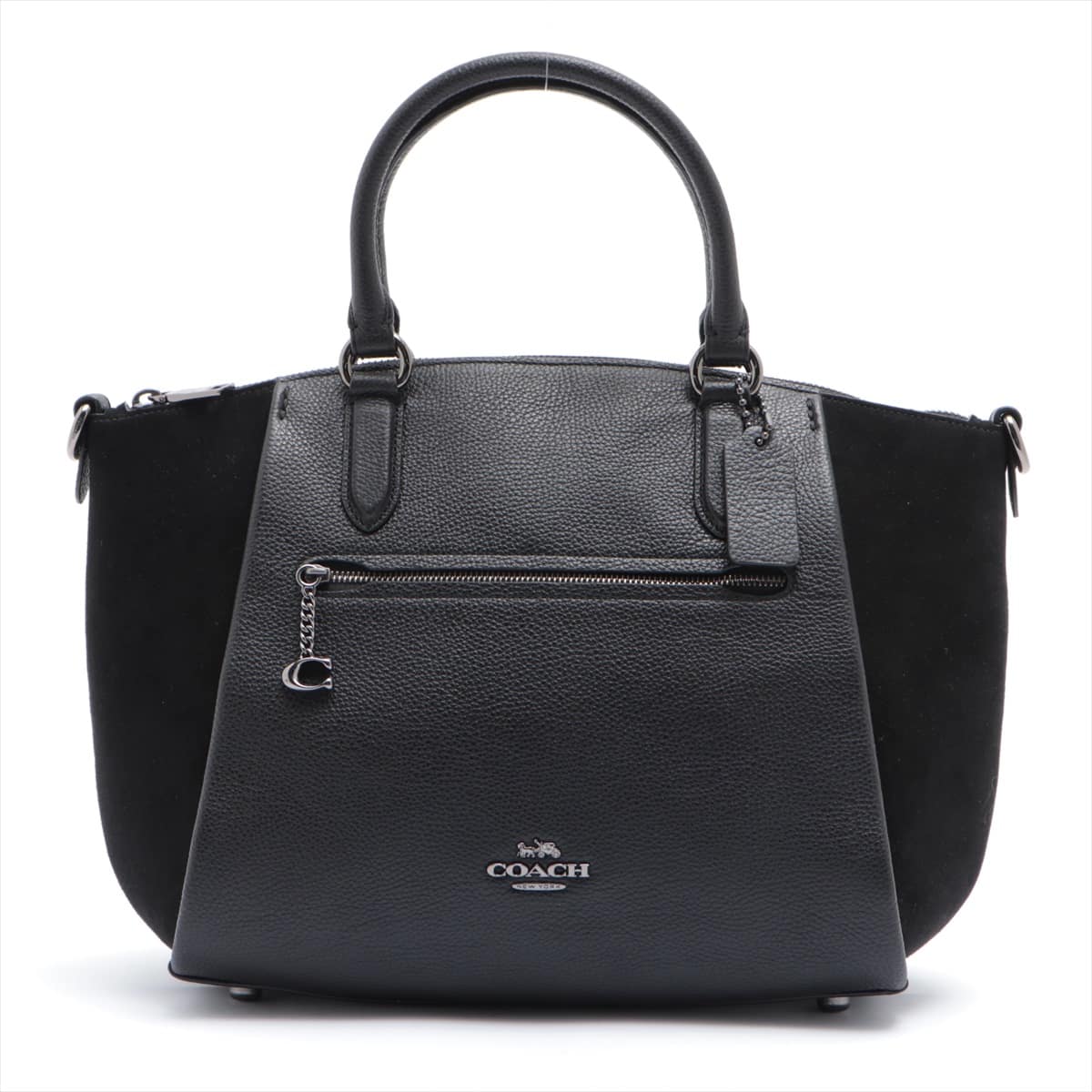 COACH Leather & Suede 2way handbag Black