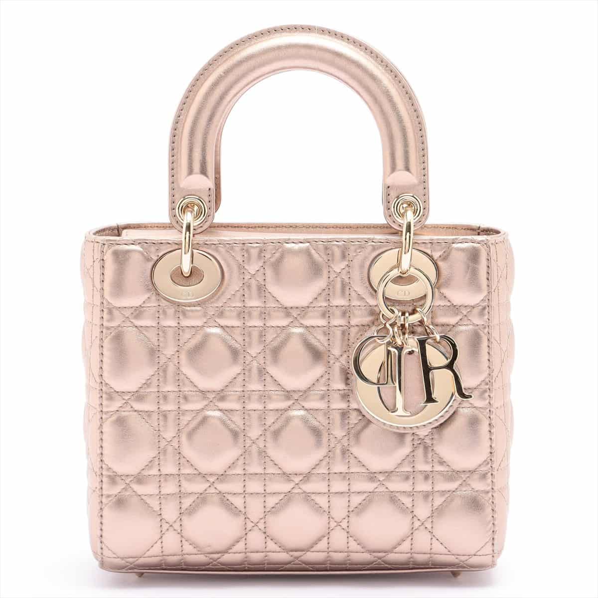 Christian Dior My Lady Dior Leather 2way handbag Champagne Gold