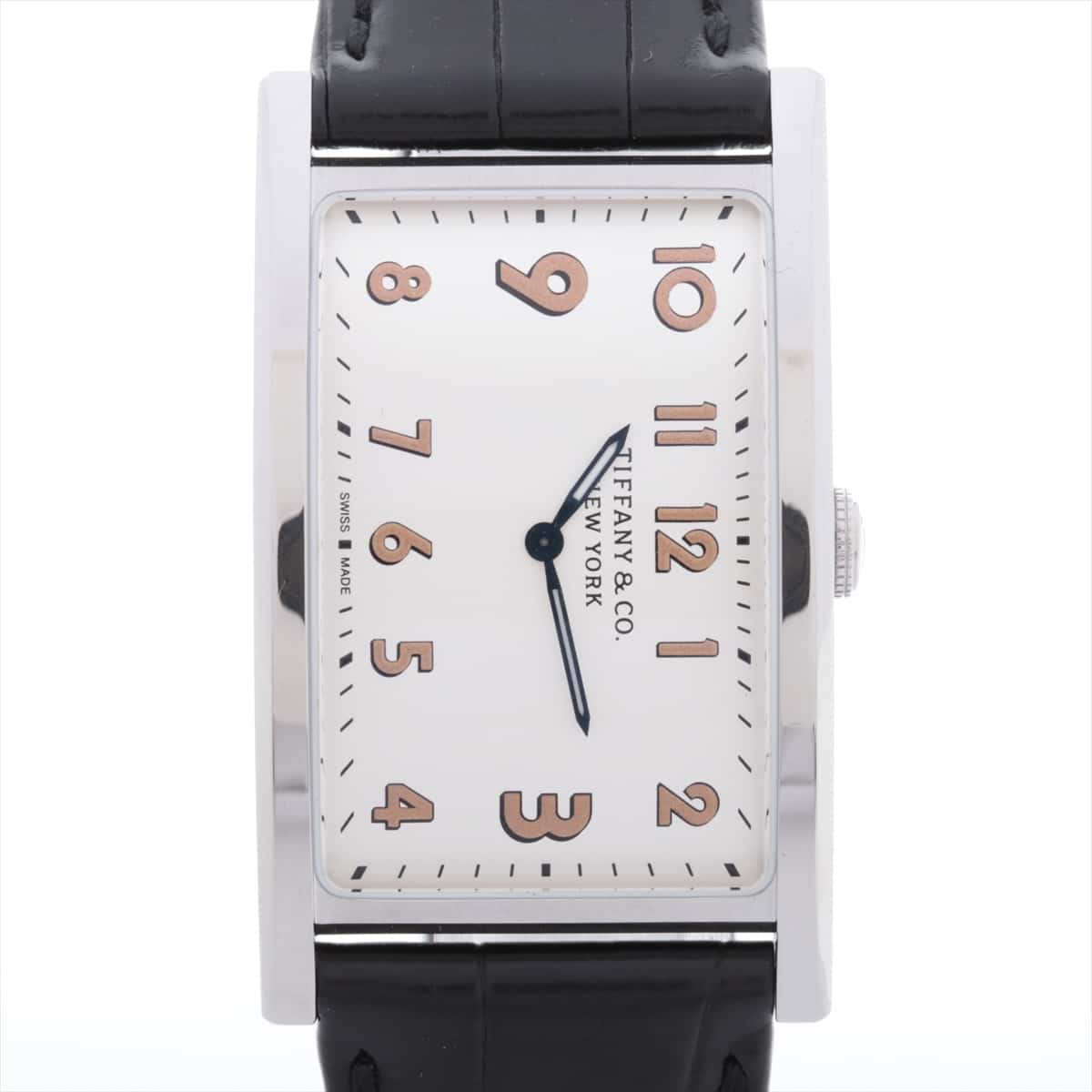Tiffany East West 34677336 SS & Leather QZ White-Face