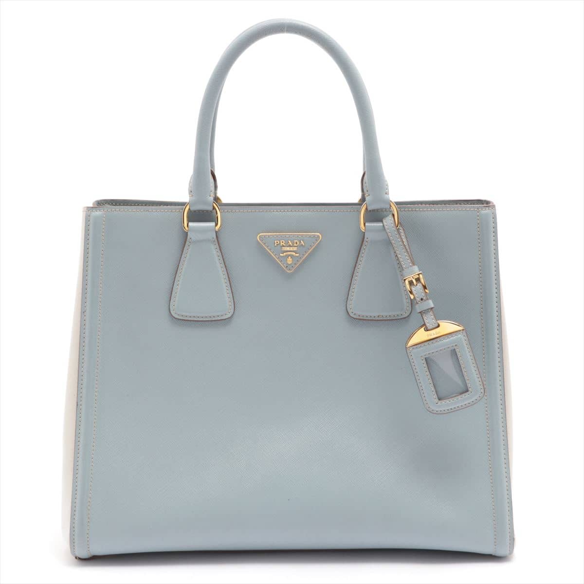 Prada Saffiano 2way handbag Blue x white