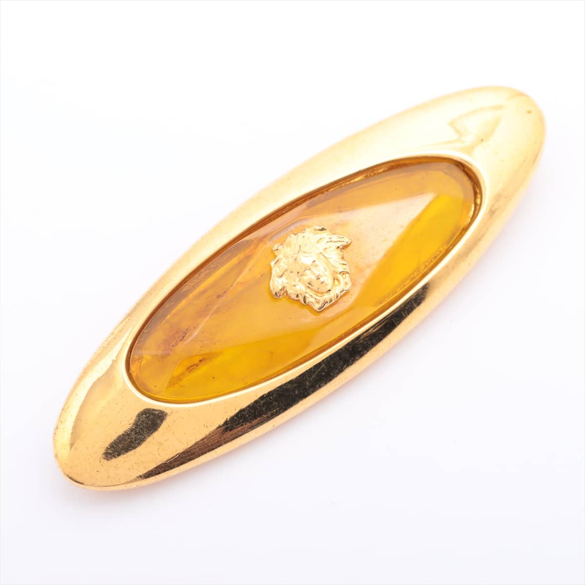 Gianni Versace Medusa Brooch GP Gold Color stone