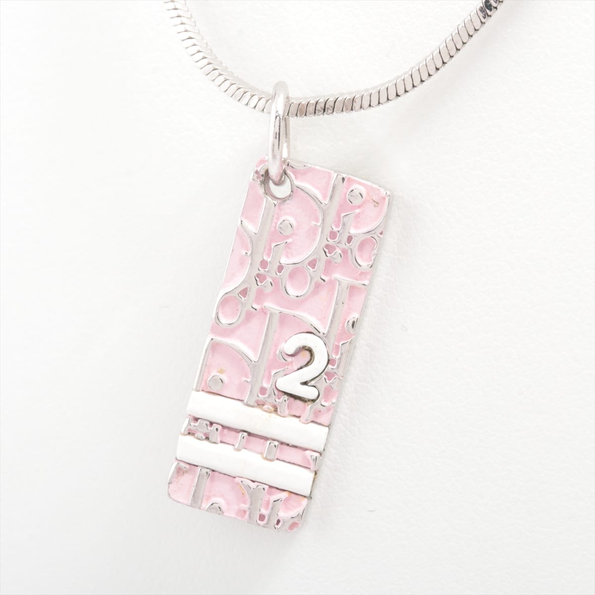 Christian Dior Trotter Necklace GP Silver×Pink
