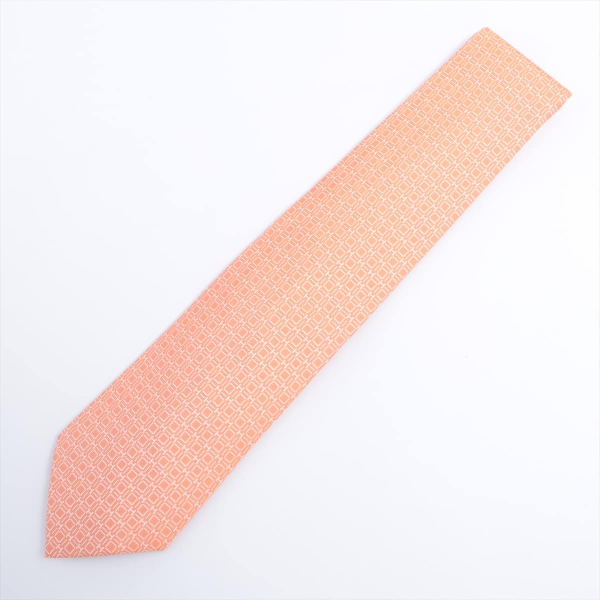 Hermès H Logo Necktie Silk Orange Wears