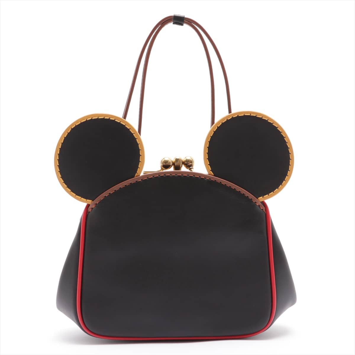 COACH Mickey Collaboration Leather 2way shoulder bag Black 4720