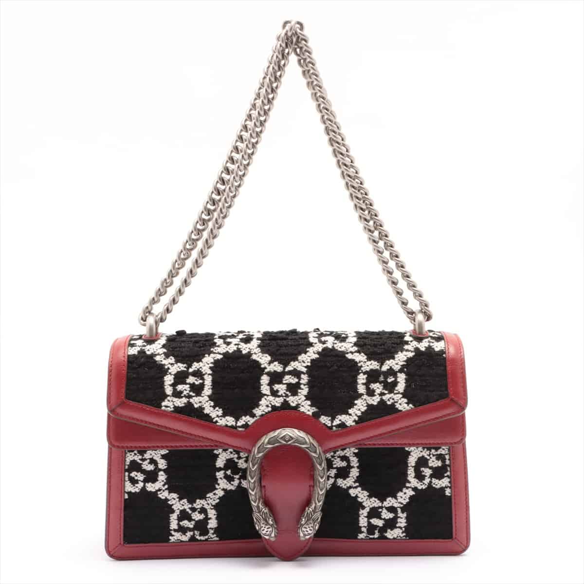 Gucci Dionysus Tweed x Leather Chain shoulder bag Red 400249