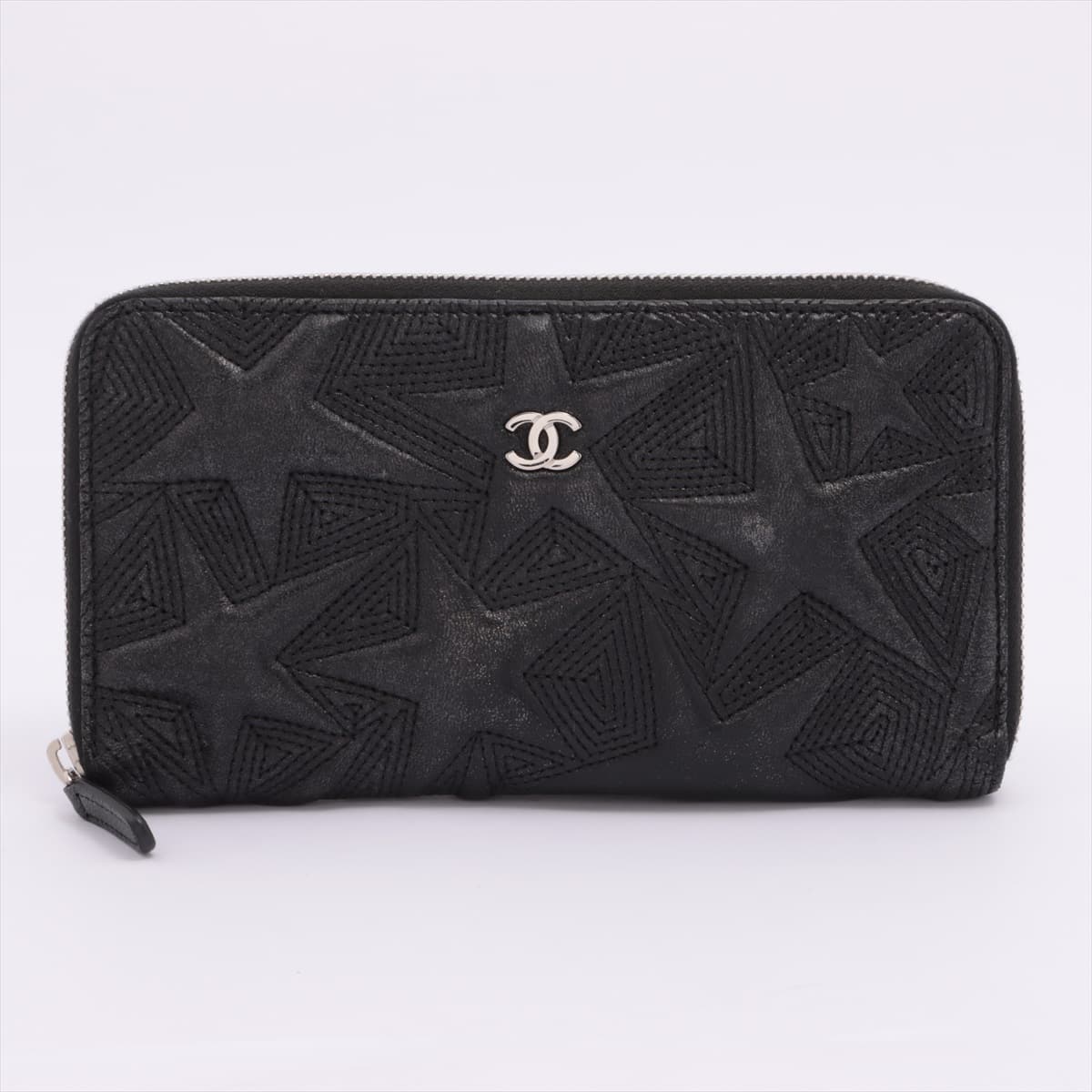 Chanel Star Lambskin Round-Zip-Wallet Black Silver Metal fittings 24XXXXXX